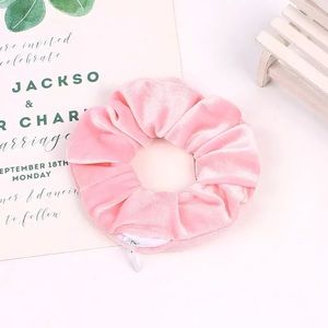 🎉 Pink Velvet Zipper Pouch Scrunchie Accessory